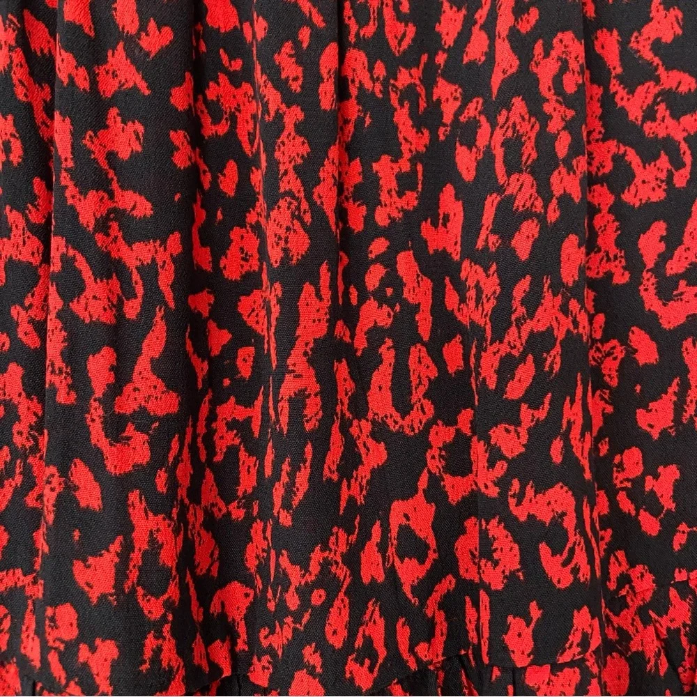 NWOT Zara Red and Black Leopard Animal Print Ruffle Neck Dress